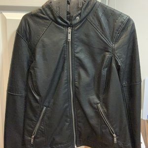 Hollister Leather Jacket w/ Hood